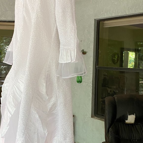 White Dress with Ruffle Hem - Picture 4 of 5